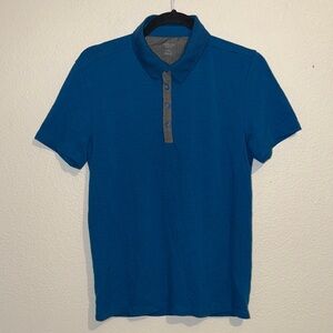 Icebreaker Merino Teal Blue Short-Sleeve Polo with Contrast Placket